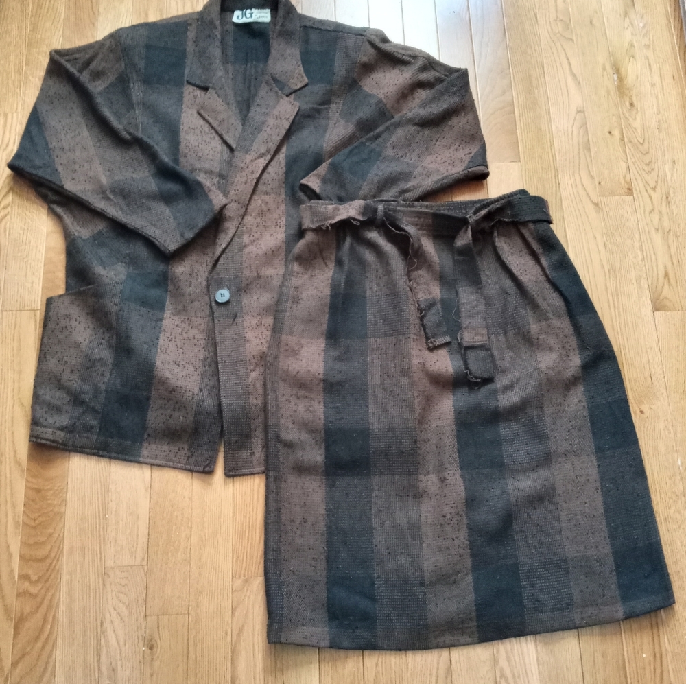JG by Joyce Petite Collection buffalo check suit